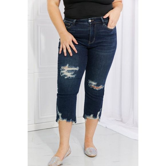 JUDY BLUE Full Size Gina Destroyed Hem Crop Straight - Picture 7 of 11